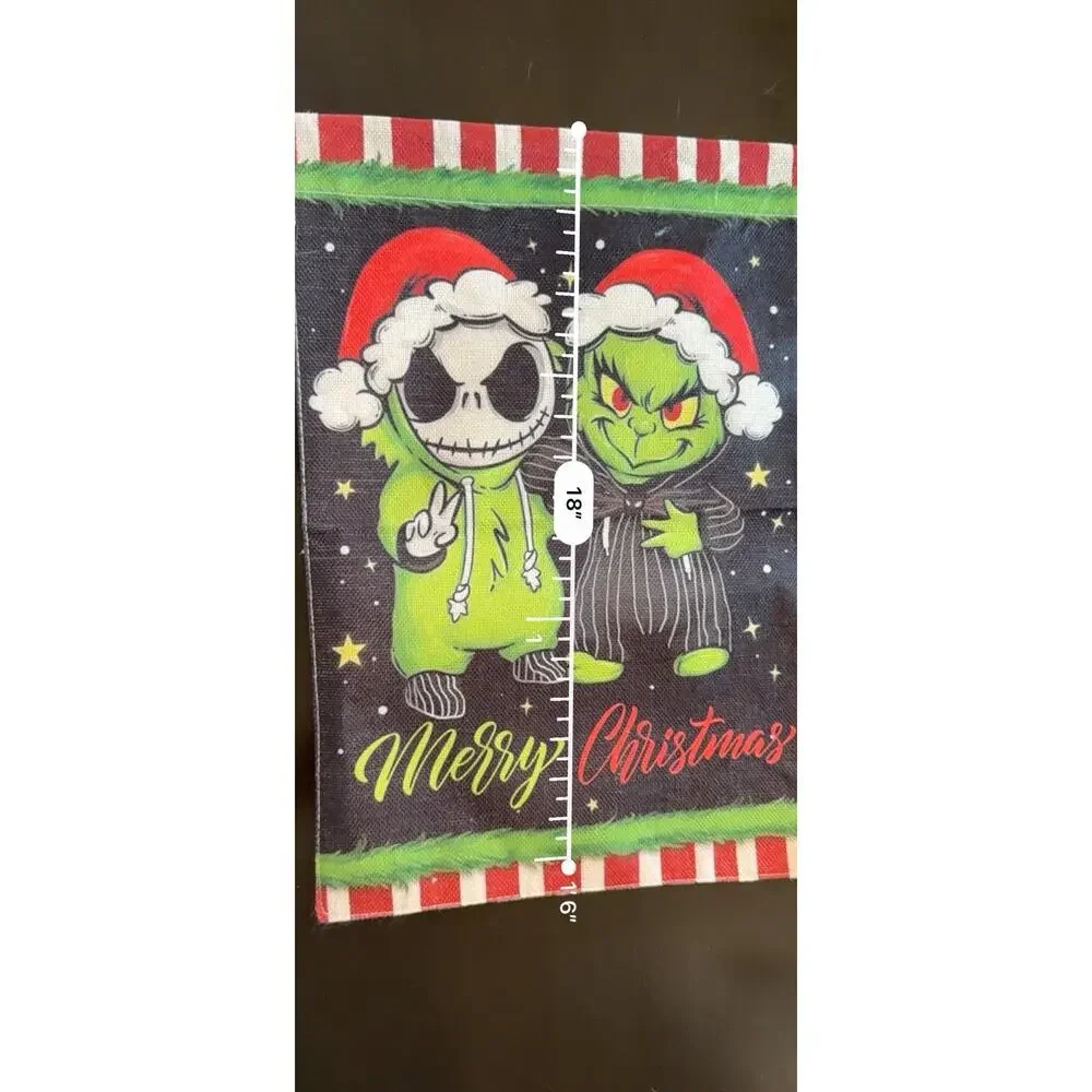 Nightmare Before Christmas Inspired Garden Flag Merry Christmas Jack Grinch